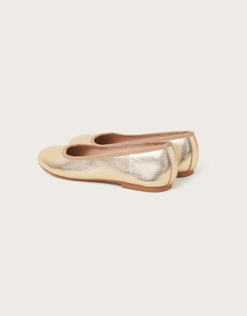 Gold Women's Monsoon Metallic Ballet Flats | KYL-1560