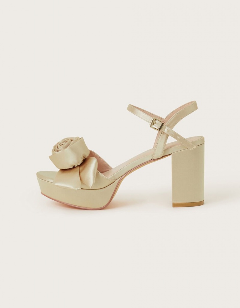 Gold Women's Monsoon Rosette Platform Heels | NSW-2999