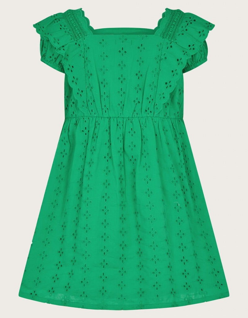 Green Kids' Monsoon Broderie Frill Dress | EXS-5825