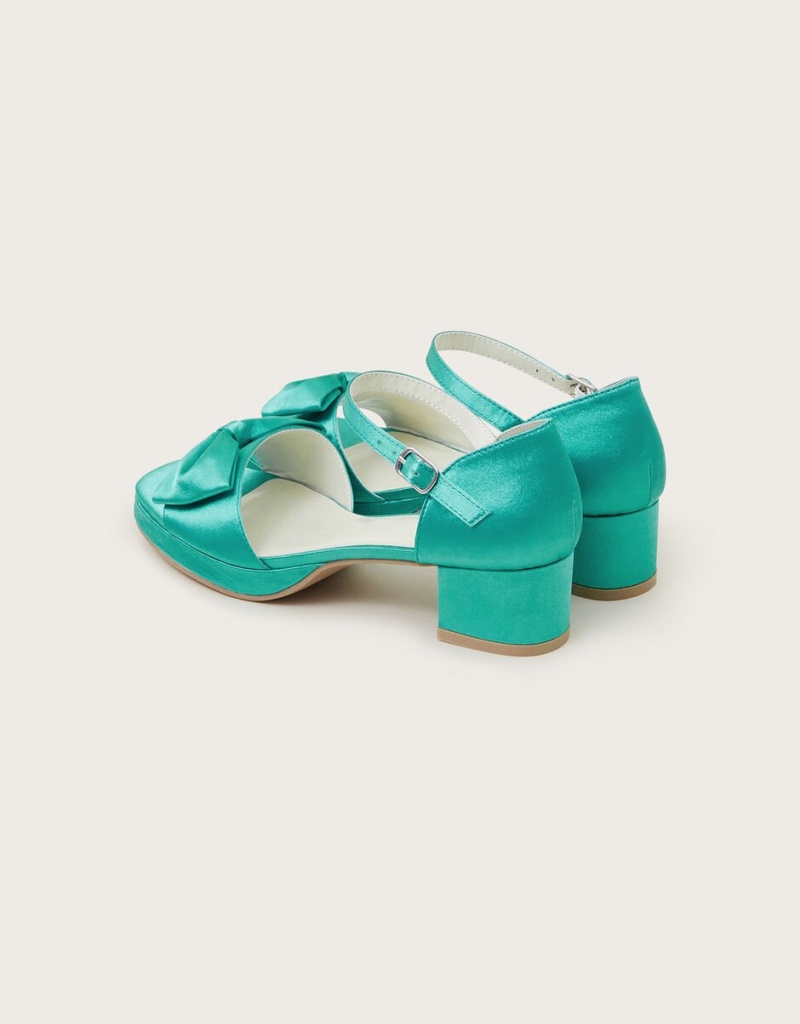 Green Kids' Monsoon Satin Platform Sandals | JWL-7441