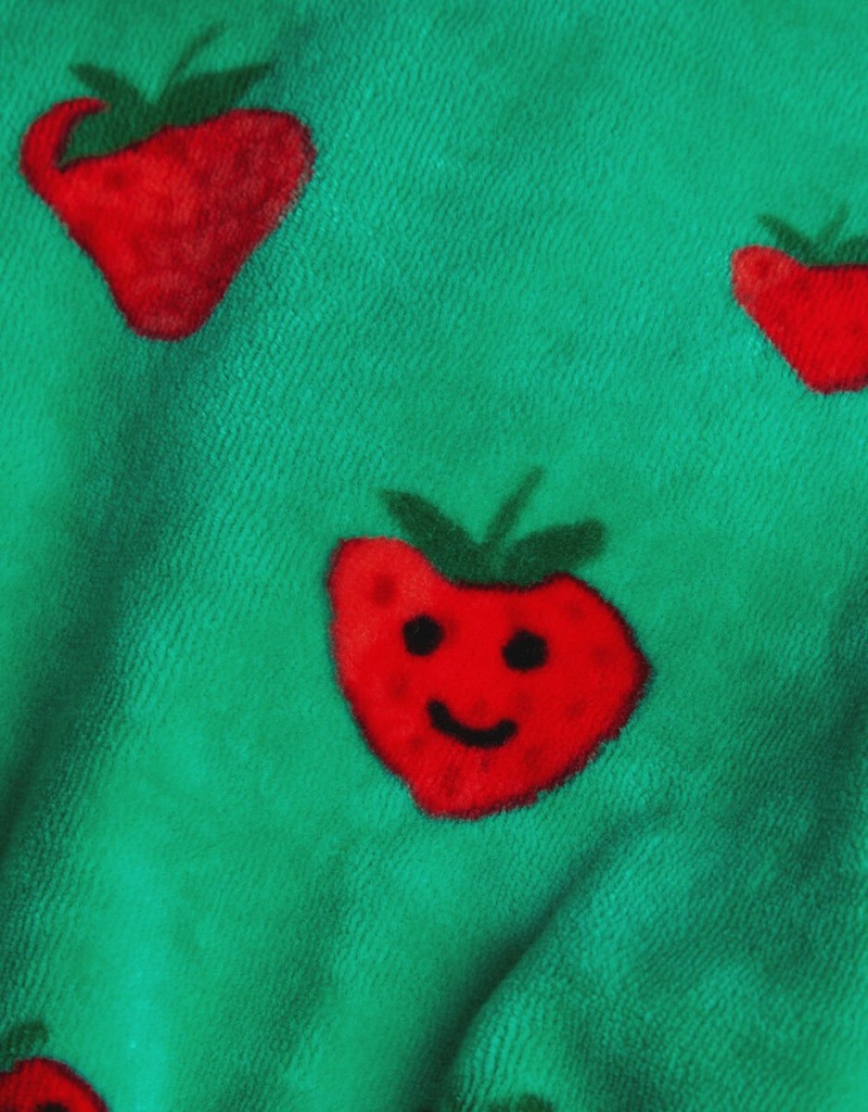 Green Kids' Monsoon Strawberry Print Velour Tops | ETC-5873