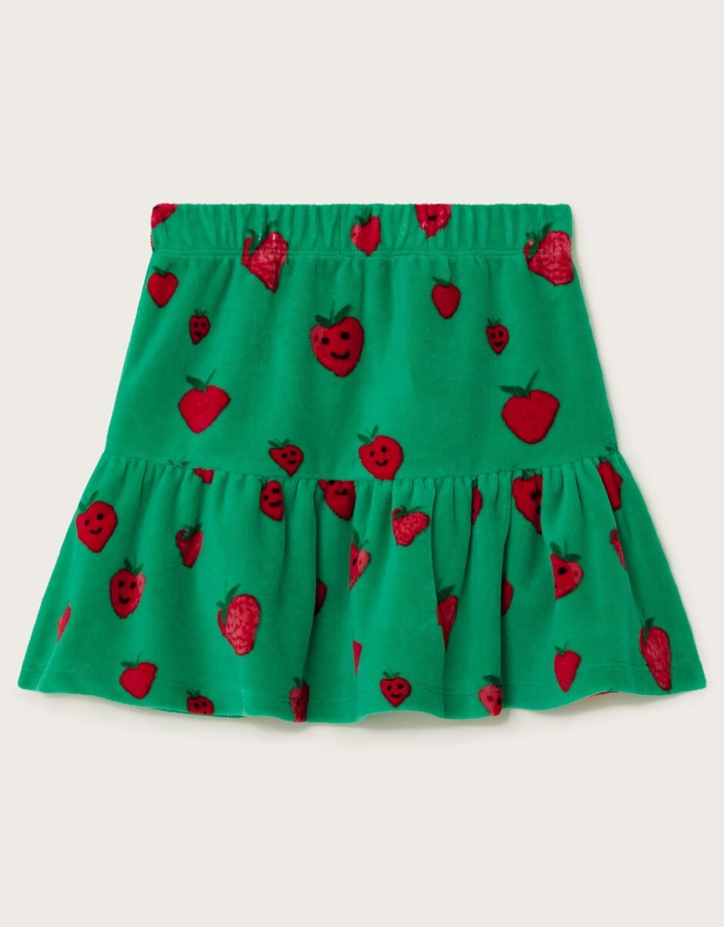 Green Kids' Monsoon Strawberry Velour Skirts | OGT-1120