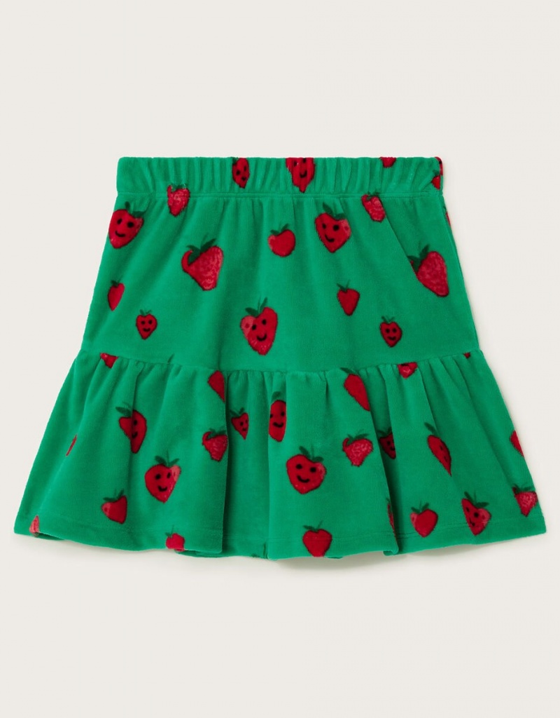 Green Kids\' Monsoon Strawberry Velour Skirts | OGT-1120