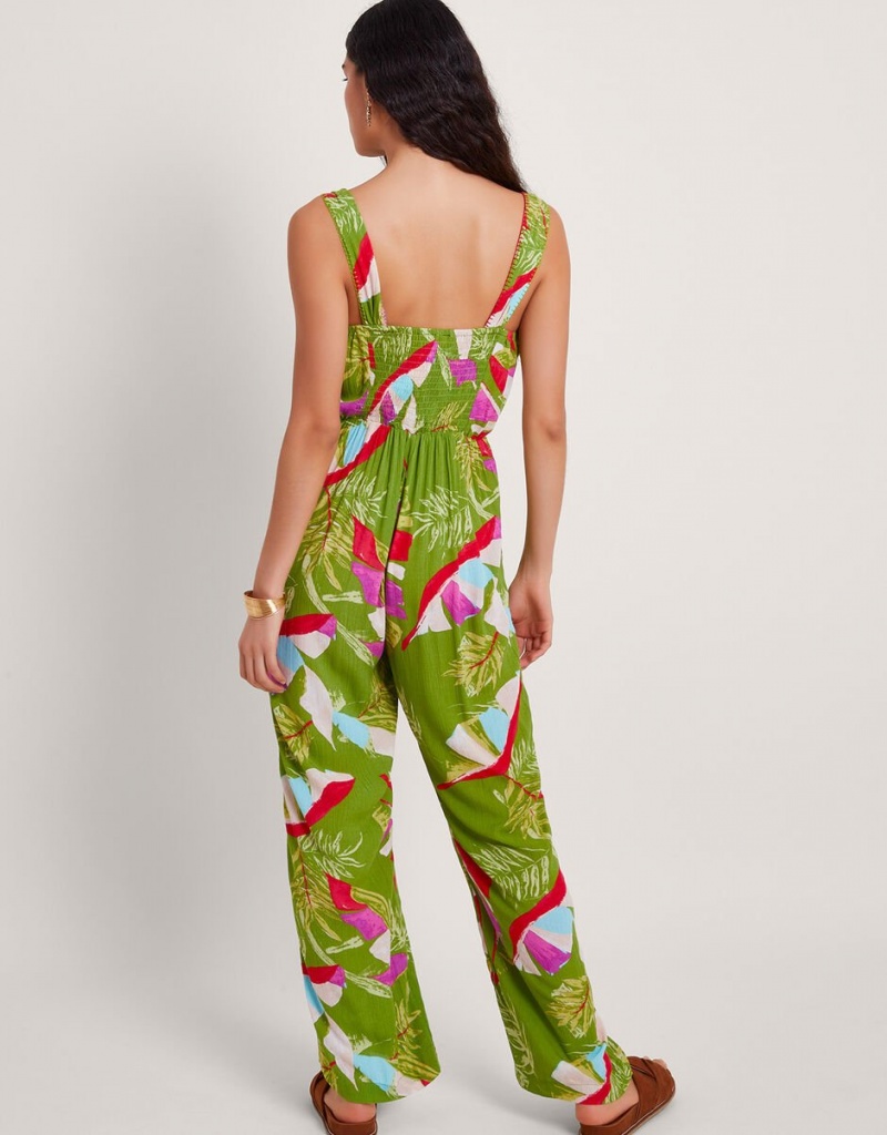 Green Women's Monsoon Amina Floral Jumpsuit | MGY-2943