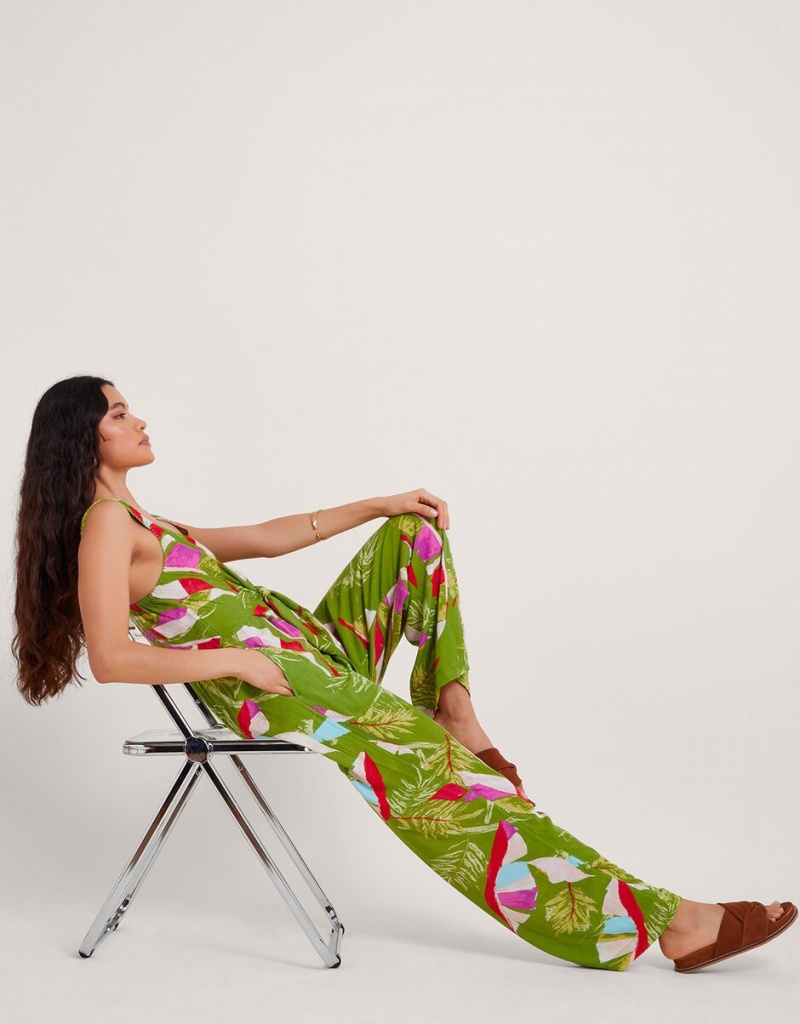 Green Women's Monsoon Amina Floral Jumpsuit | MGY-2943