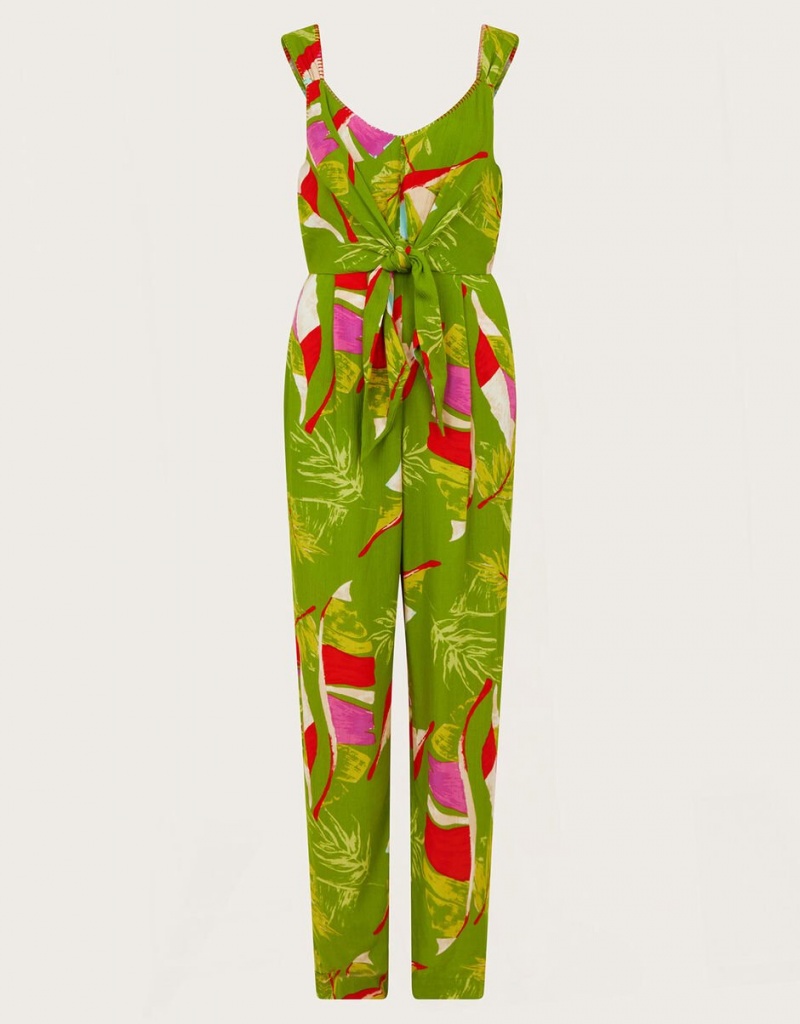 Green Women's Monsoon Amina Floral Jumpsuit | MGY-2943