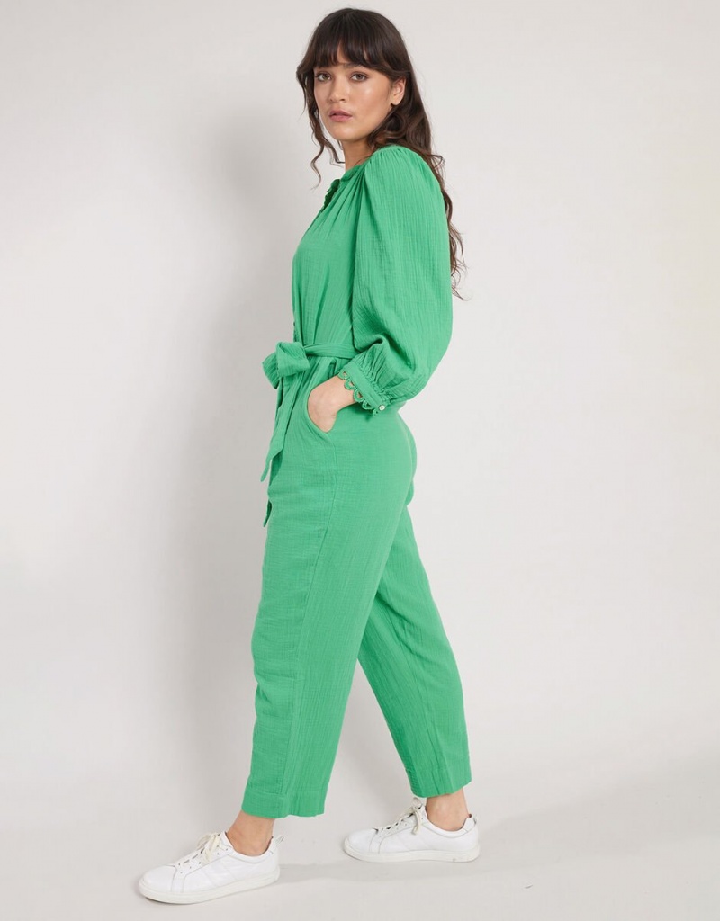 Green Women's Monsoon East Lace Trim Jumpsuit | PLS-6951