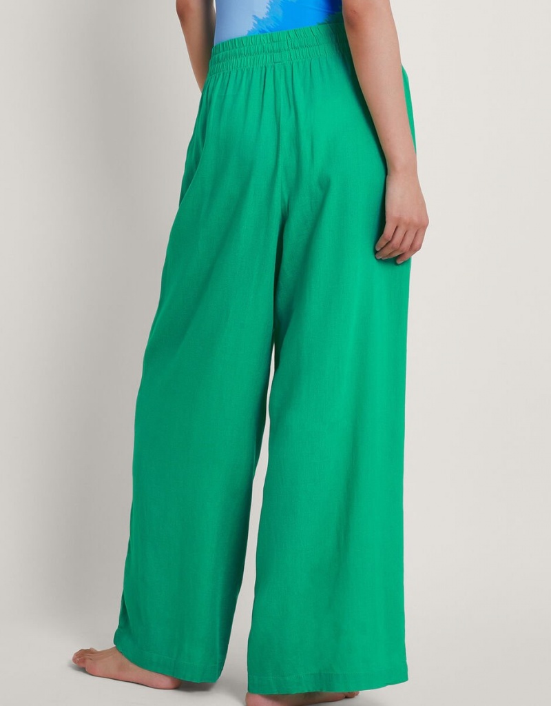 Green Women's Monsoon Lana Wide Leg Trousers Pants | TCP-2462