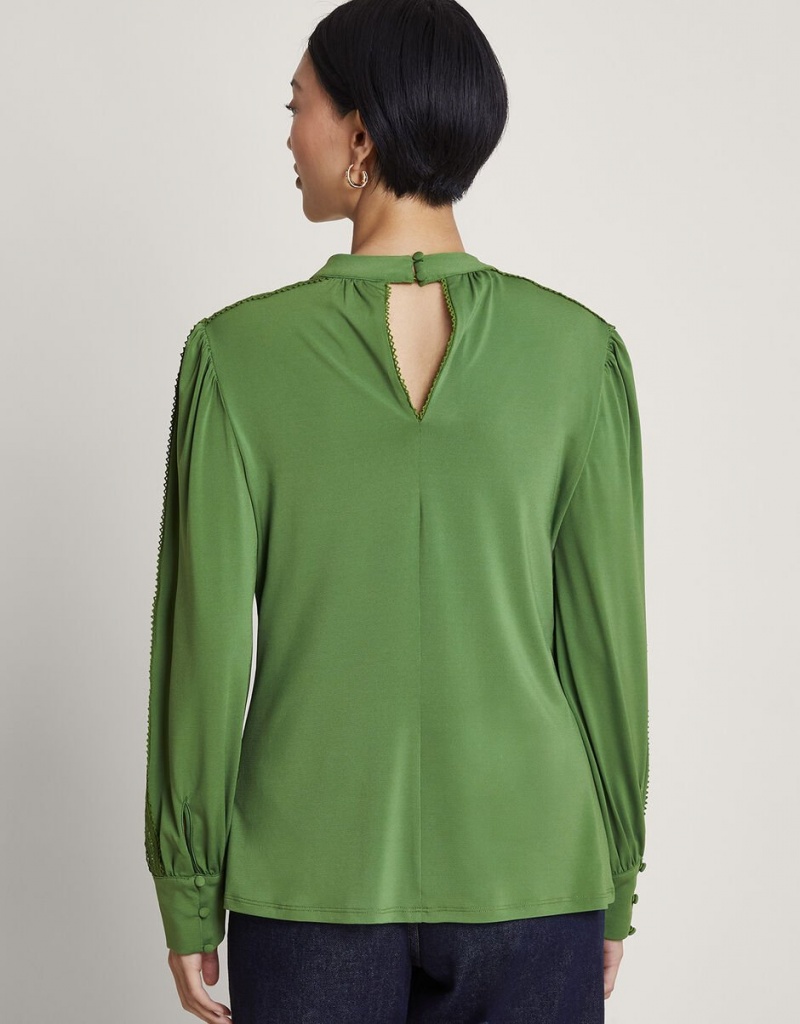 Green Women's Monsoon Lulu Cutwork Trim Tops | SMO-3273