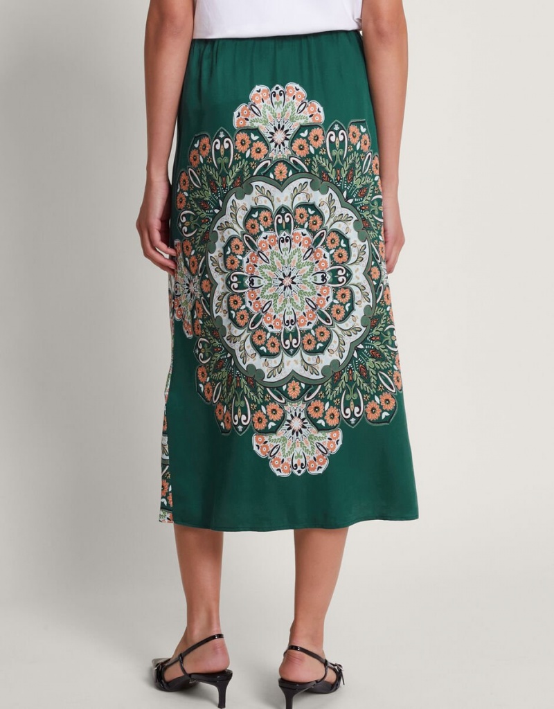 Green Women's Monsoon Lumi Midi Skirts | YFG-1467