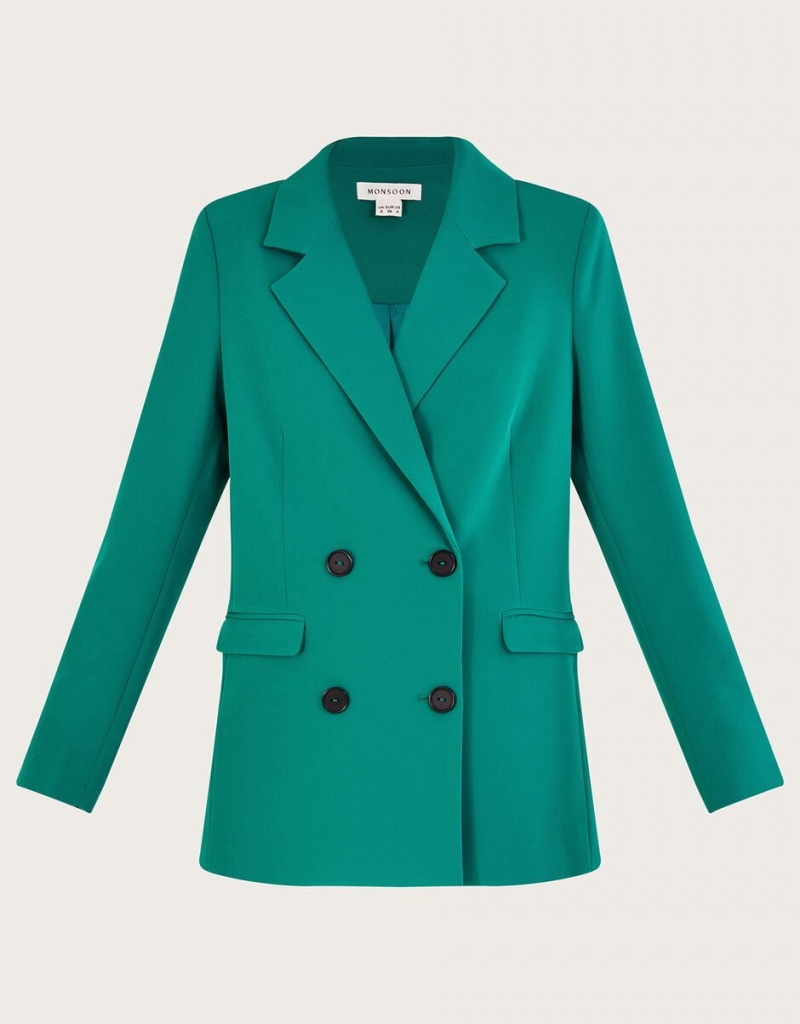 Green Women's Monsoon Madelyn Double Breasted Jacket | PGF-3756