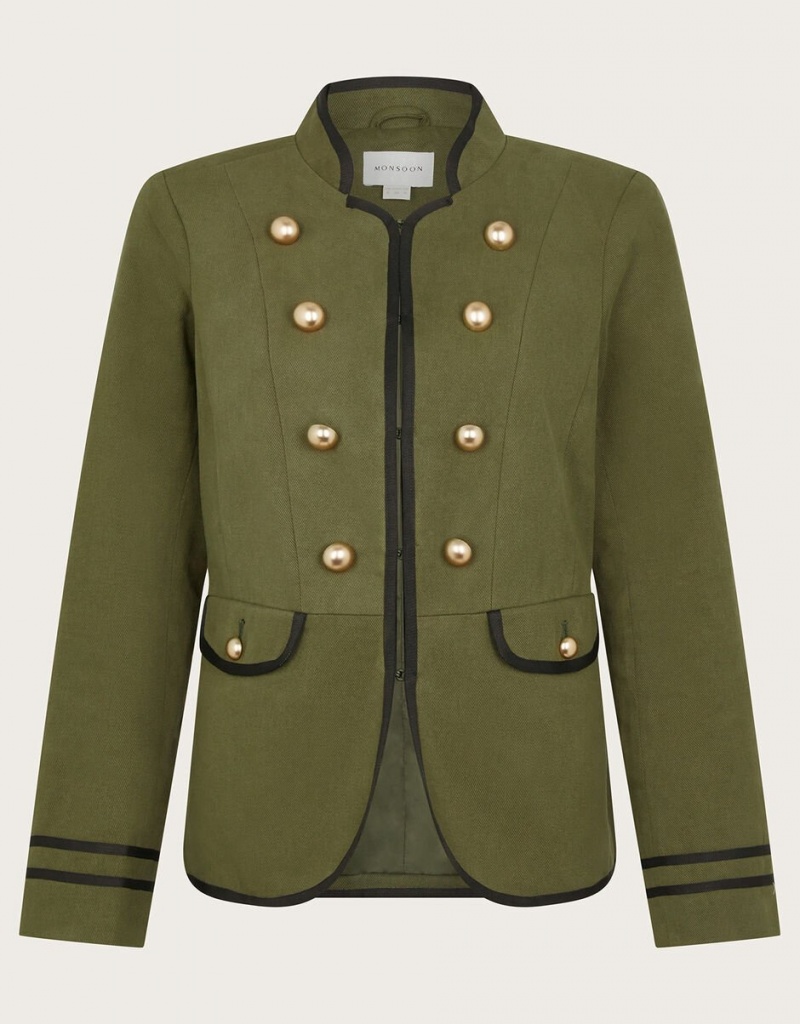 Green Women's Monsoon Megan Military Jacket | HXM-9529