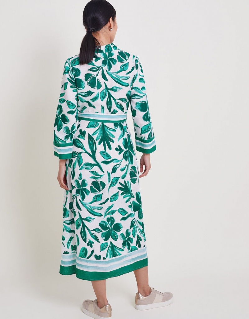 Green Women's Monsoon Naomi Print Shirt Dress | RJP-8383