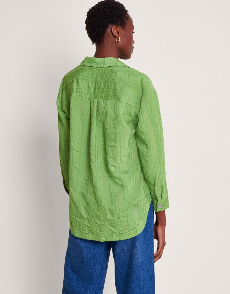 Green Women's Monsoon Sofia Textured Shirts | MFI-7613