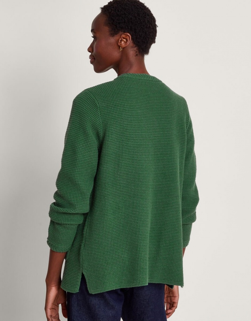 Green Women's Monsoon Tabby Textured Cardigan | BGX-1041