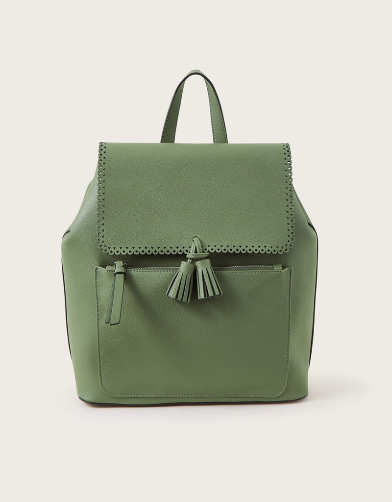 Green Women's Monsoon Tassel Backpack | DPR-8078