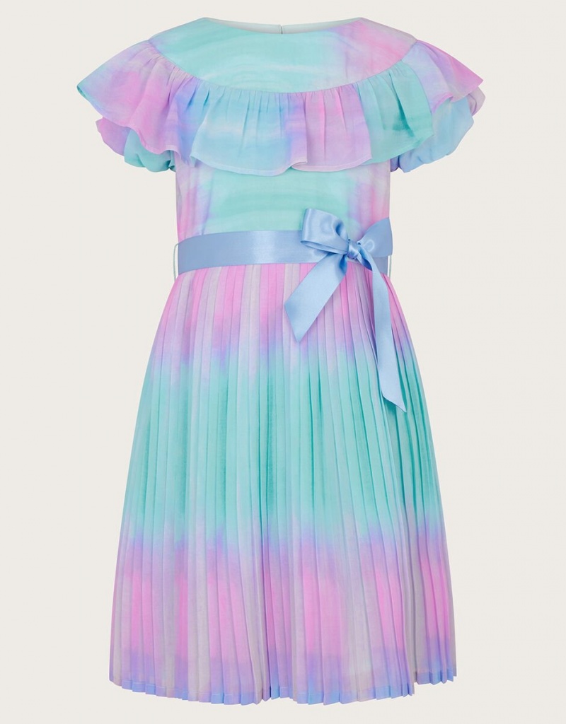 Multicolor Kids\' Monsoon Ombre Pleated Dress | TTZ-3957