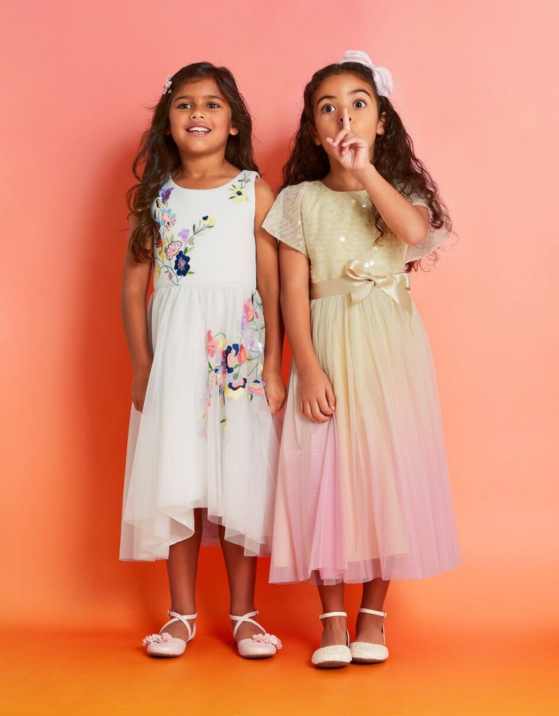 Multicolor Kids' Monsoon Saffron Ombre Sequin Dress | SGB-4523