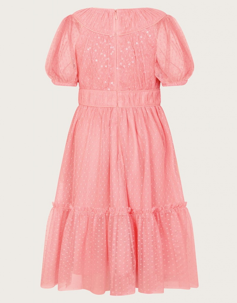 Orange Kids' Monsoon Darcy Sequin Gathered Dress | ILJ-4206