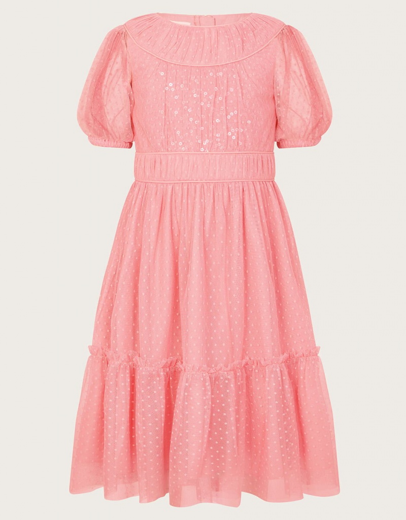 Orange Kids\' Monsoon Darcy Sequin Gathered Dress | ILJ-4206