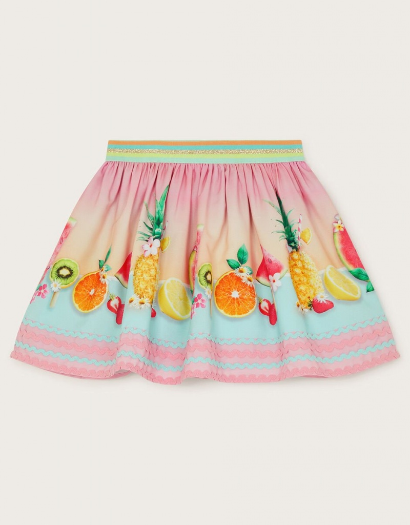 Orange Kids' Monsoon Fruit Embroidered Ombre Skirts | ZQN-9698