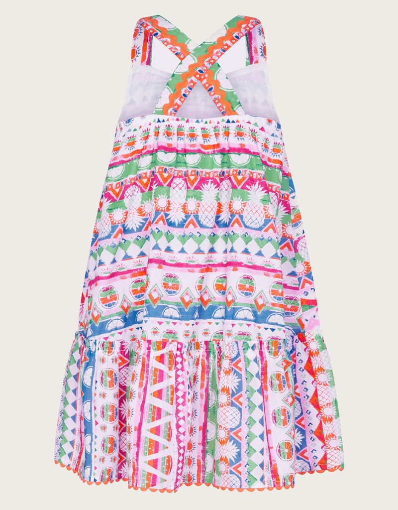 Orange Kids' Monsoon Fruit Stripe Dress | NWO-9860