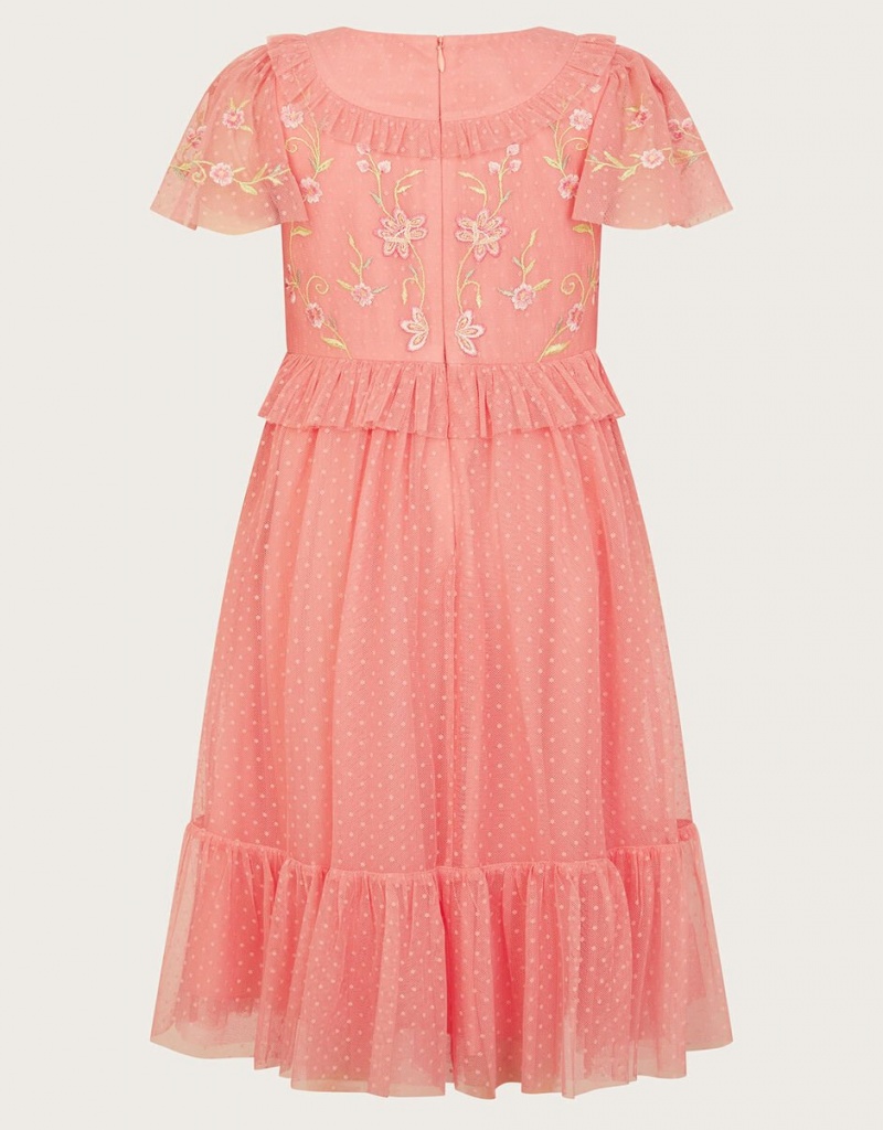 Orange Kids' Monsoon Josephine Embroidered Dress | ISK-0974