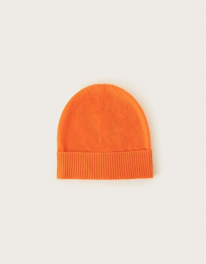 Orange Women\'s Monsoon Coni Cashmere Beanie Orange Hats | HZO-3020