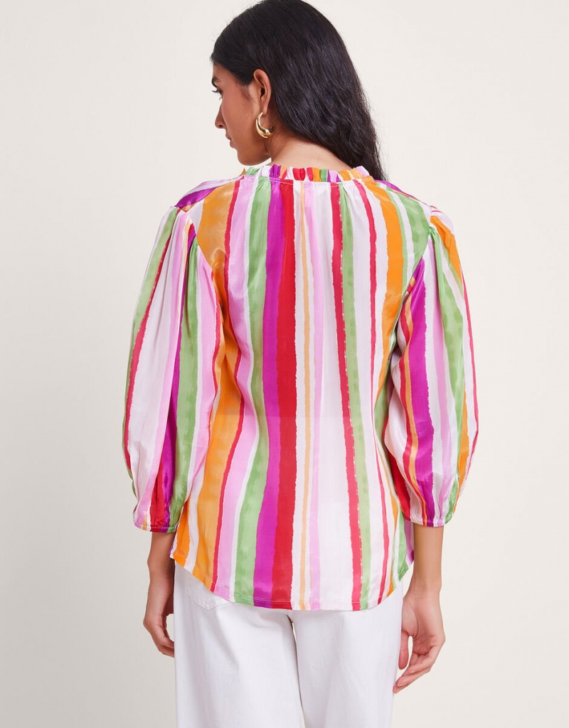 Orange Women's Monsoon Elsie Stripe Blouse | UPY-2651