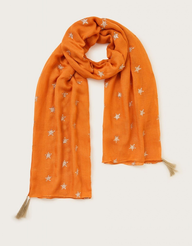 Orange Women's Monsoon Embellished Lightweight Scarves | REY-7262