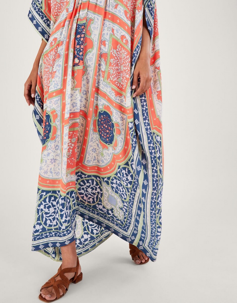 Orange Women's Monsoon One Hundred Stars Indian Summer Maxi Kaftans | CRV-1958