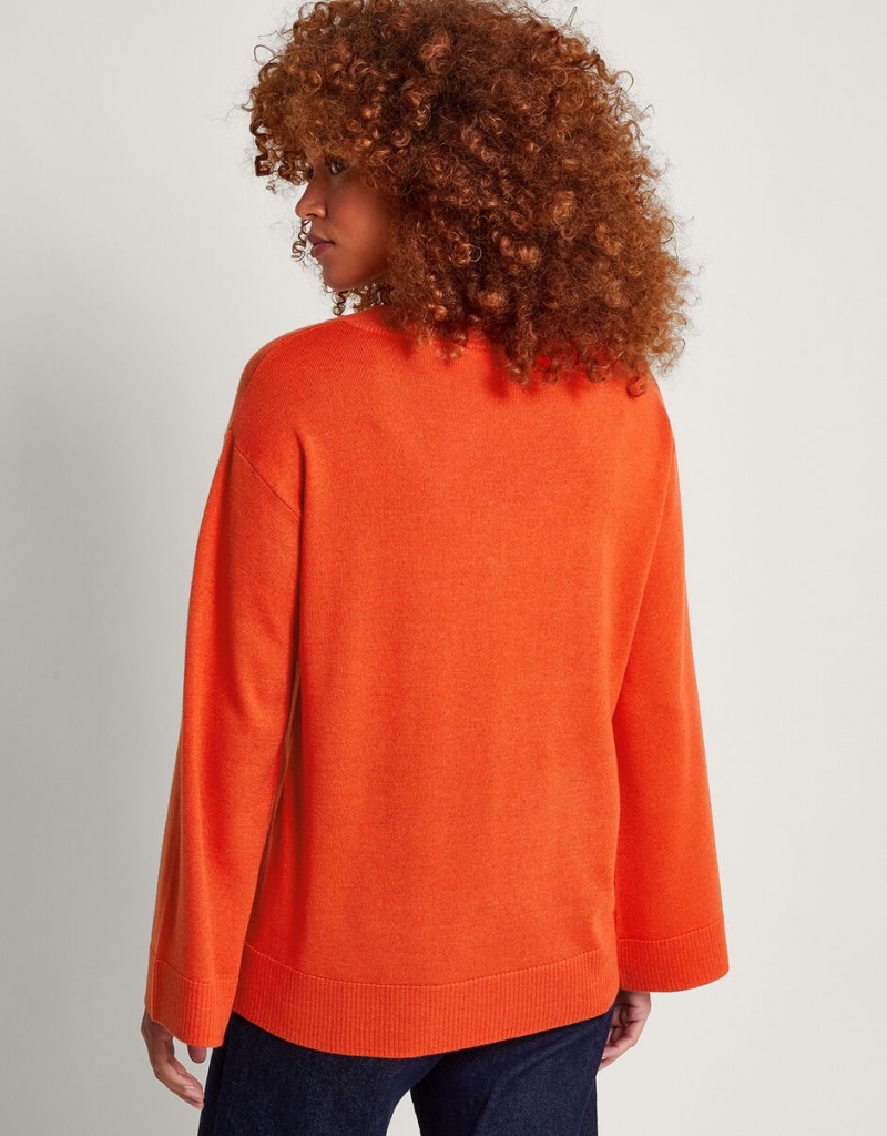 Orange Women's Monsoon Vida V-Neck Sweaters | GLW-3912