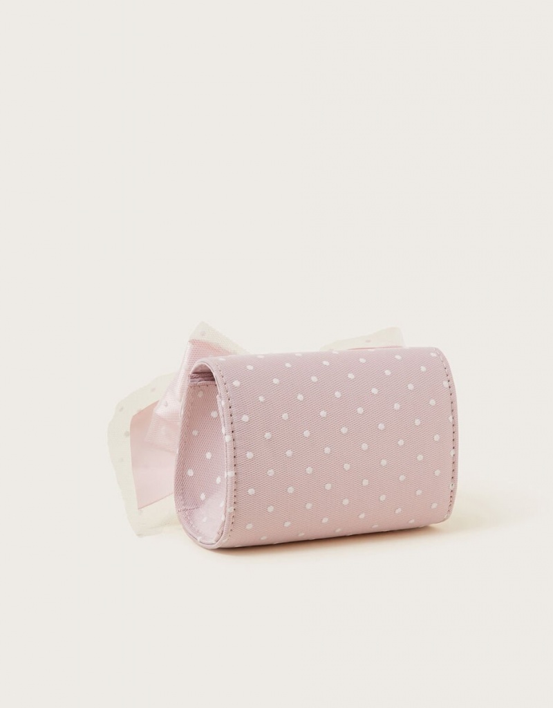 Pink Kids' Monsoon Audrey Spot Bow Bags | CZN-0674