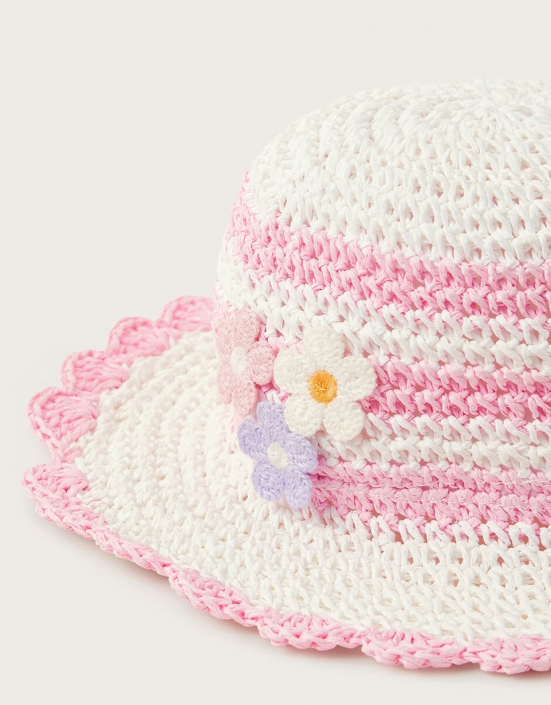 Pink Kids' Monsoon Baby Crochet Flower Hats | SMK-7199