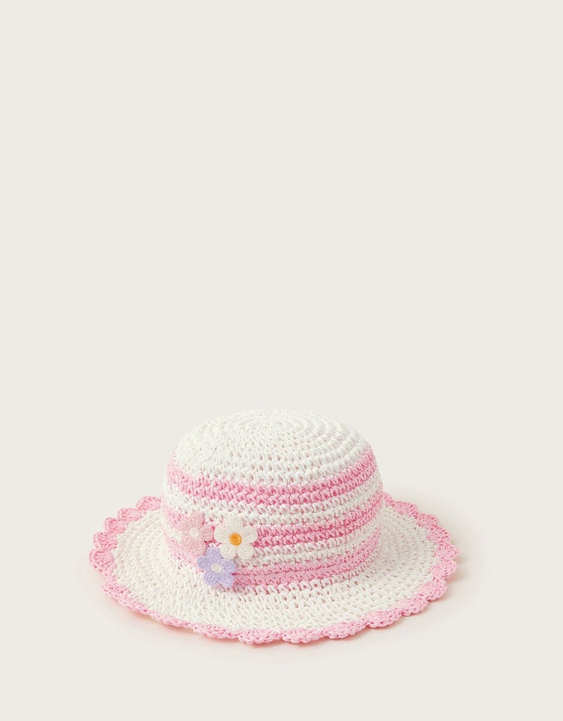 Pink Kids\' Monsoon Baby Crochet Flower Hats | SMK-7199