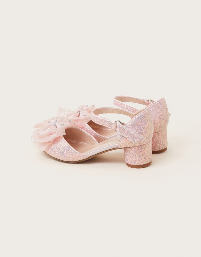 Pink Kids' Monsoon Cindy Glitter Diamante Two-Part Heels | RGB-9036