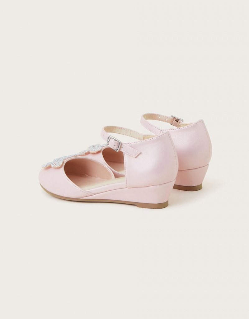 Pink Kids' Monsoon Diamante Butterfly Wedges | KXT-2150