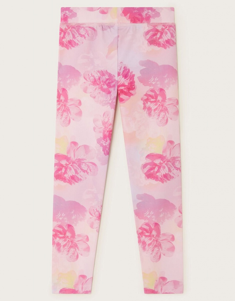 Pink Kids' Monsoon Digital Print Floral Leggings | FDC-1063