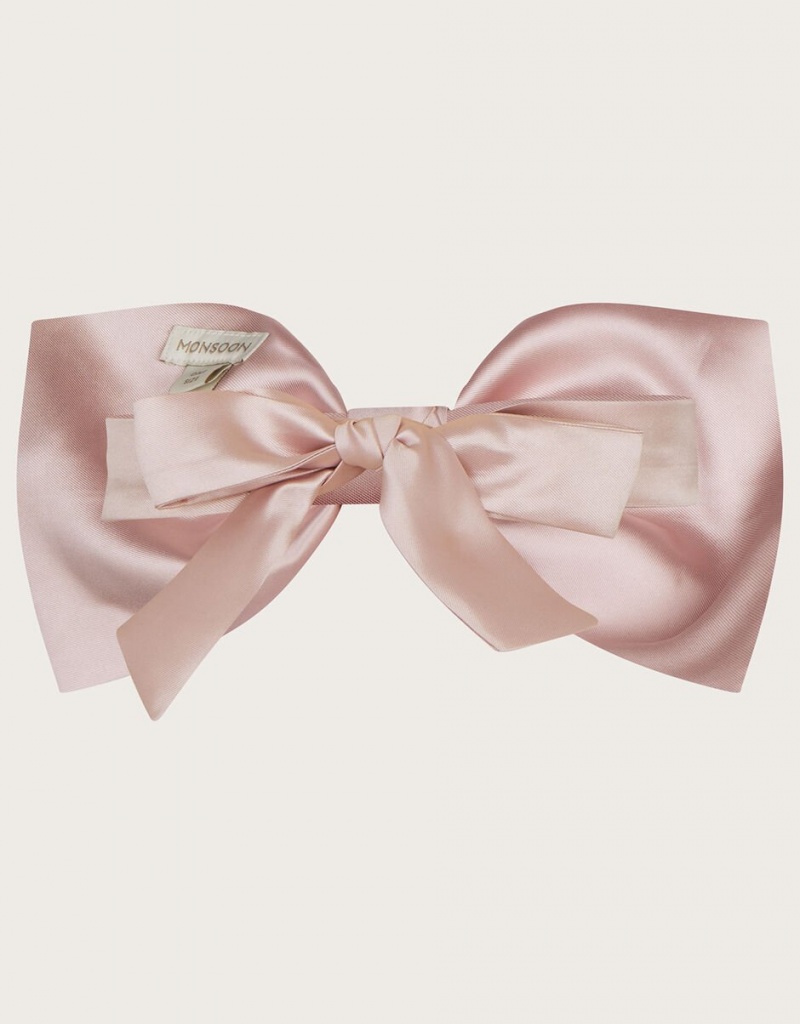 Pink Kids' Monsoon Duchess Twill Bridesmaid Bow and Sash Hair Accessories | XRL-8582