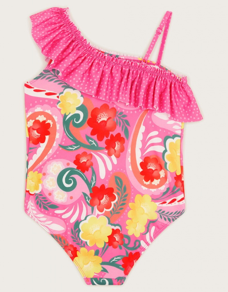 Pink Kids' Monsoon Floral Swirl Swimsuit Swimwear | PCI-5388