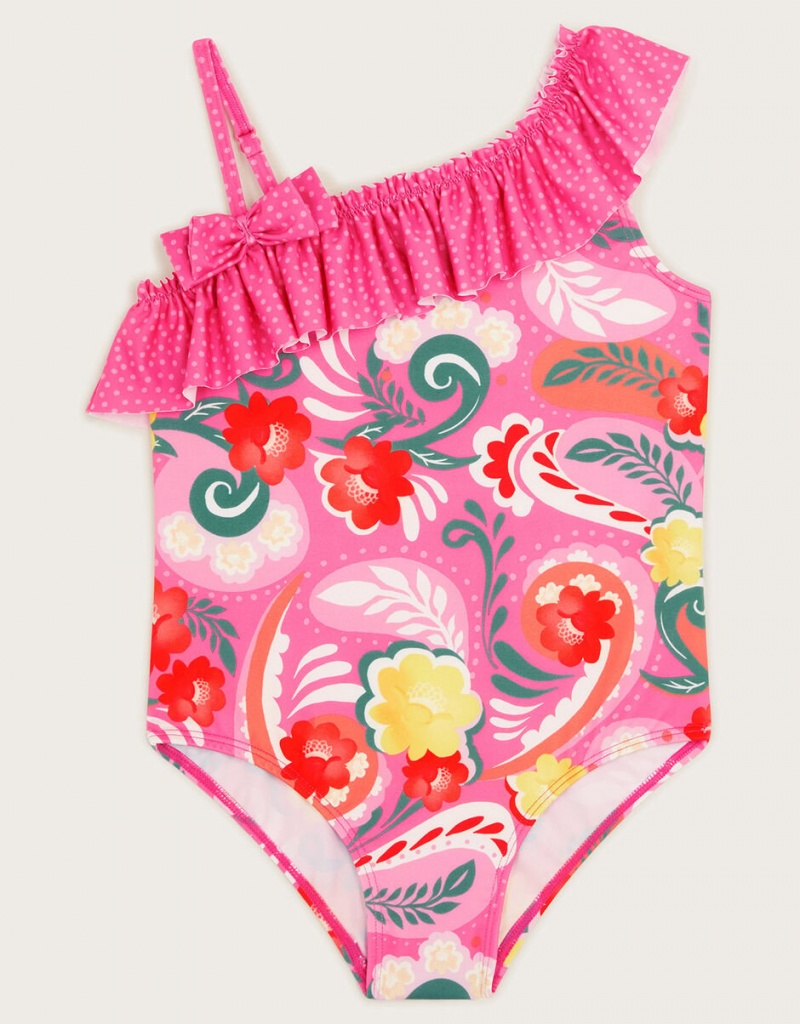 Pink Kids\' Monsoon Floral Swirl Swimsuit Swimwear | PCI-5388