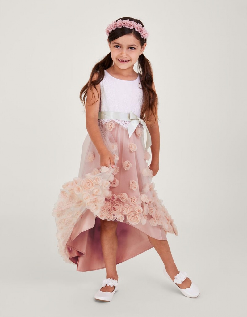 Pink Kids\' Monsoon Ianthe Dress | QYY-7701