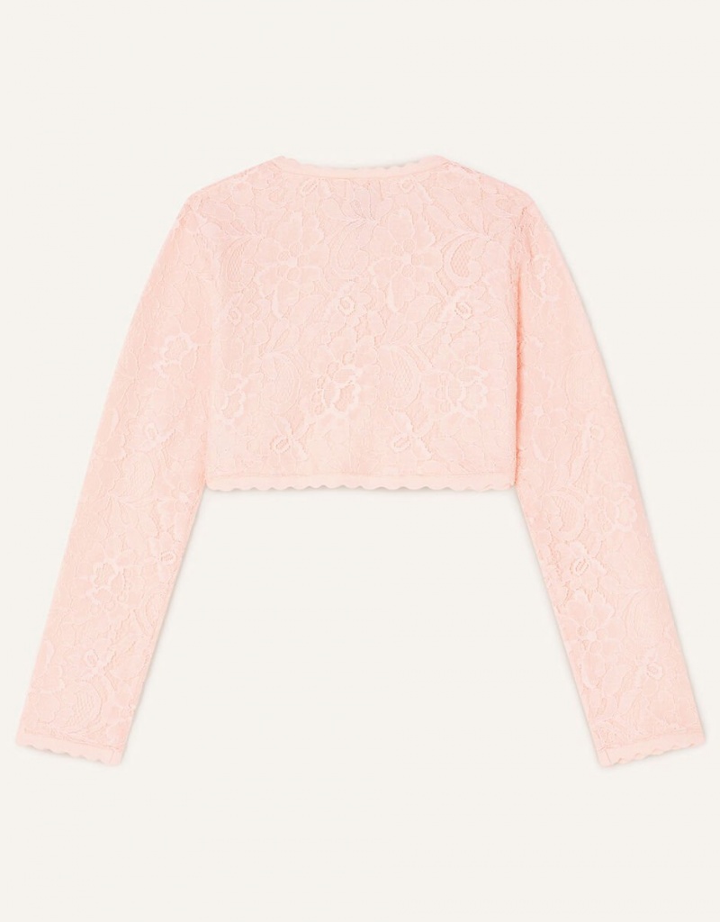 Pink Kids' Monsoon Lace Cardigan | OKX-5394