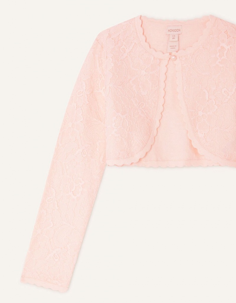 Pink Kids' Monsoon Lace Cardigan | OKX-5394