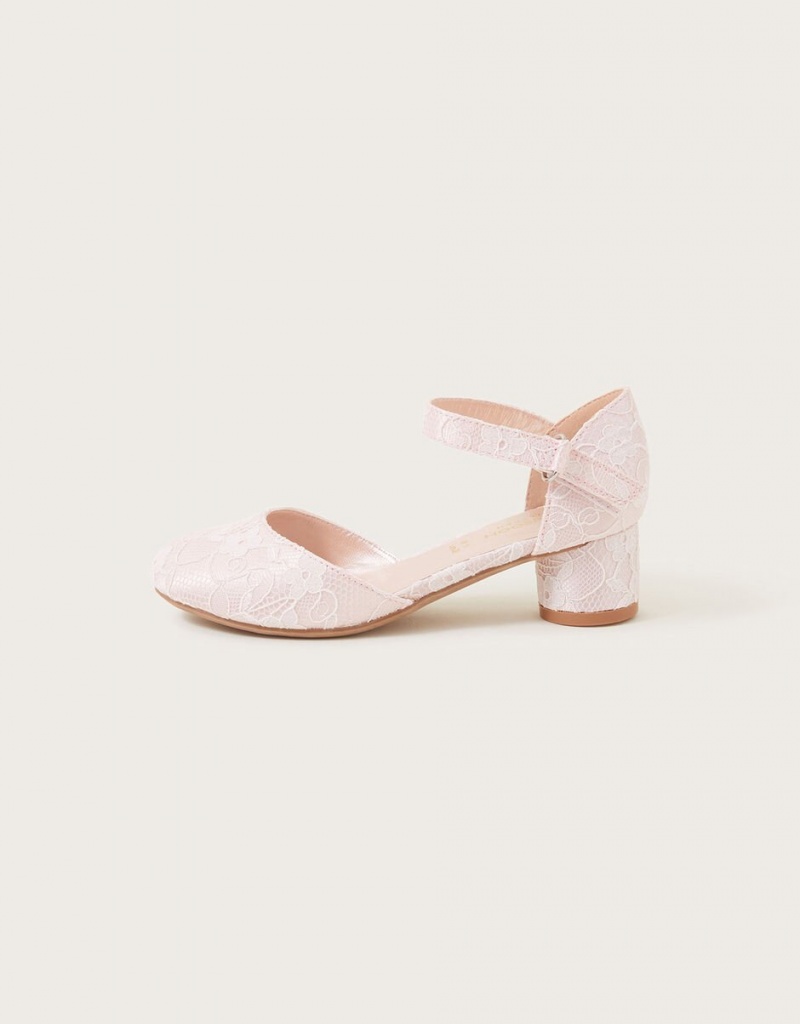 Pink Kids' Monsoon Lace Two-Part Heels | LIF-8009