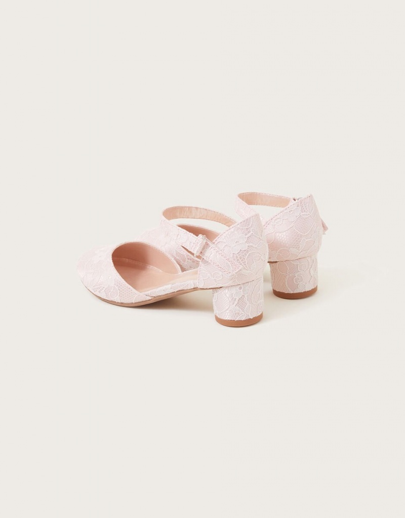 Pink Kids' Monsoon Lace Two-Part Heels | LIF-8009