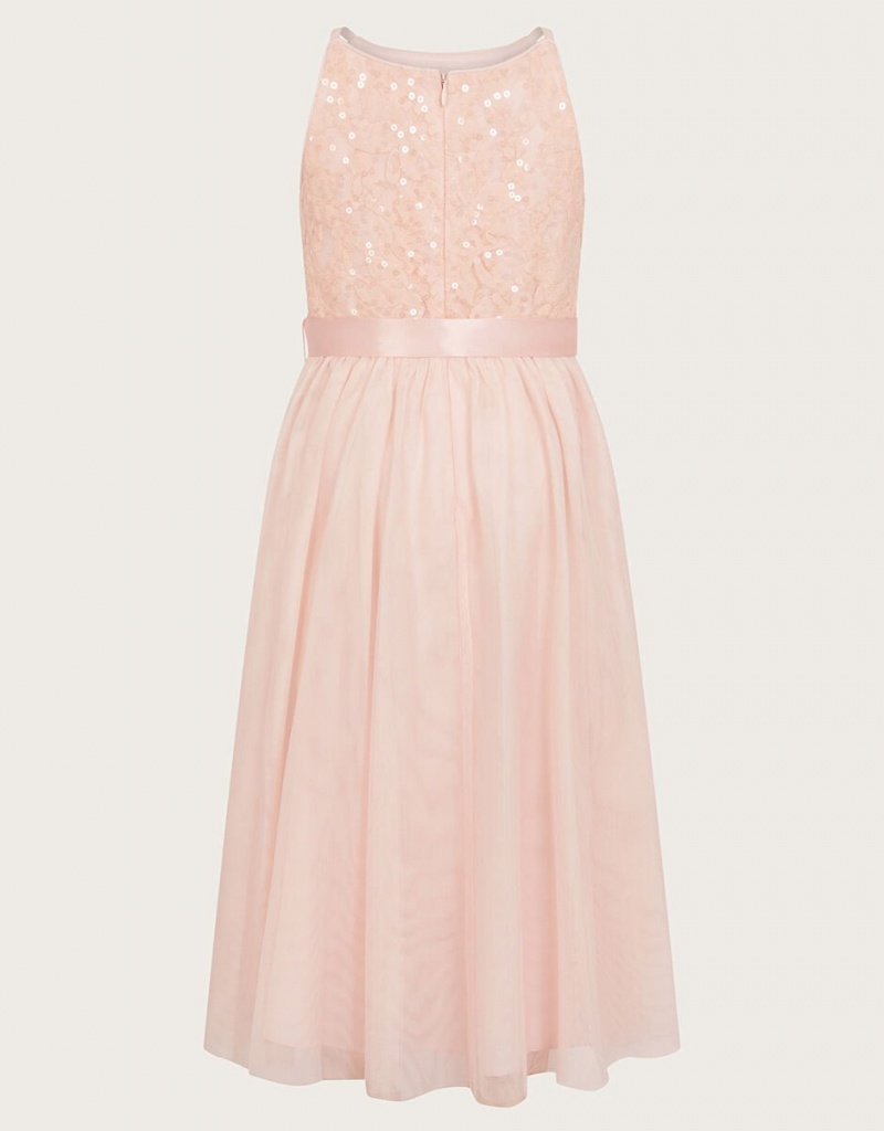 Pink Kids' Monsoon Lacey Sequin Truth Dress | VOB-9339