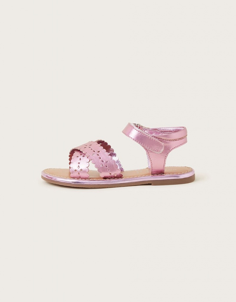 Pink Kids' Monsoon Leather Cutwork Sandals | BNS-8879