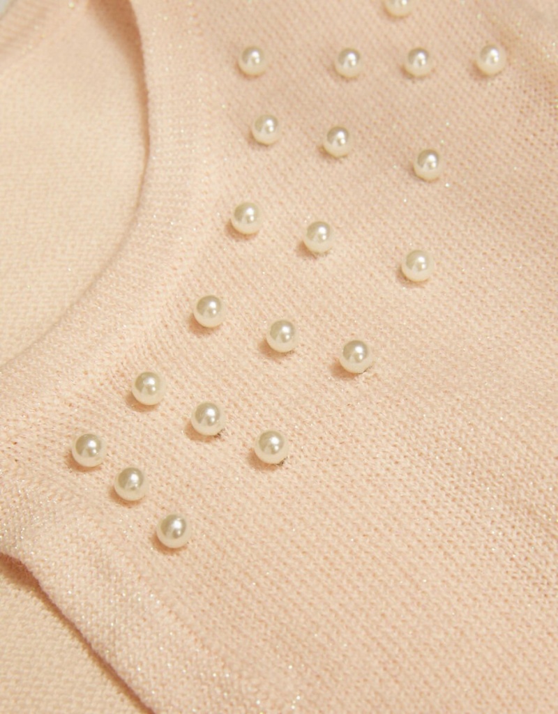 Pink Kids' Monsoon Pearl Trim Cardigan | QSO-6704