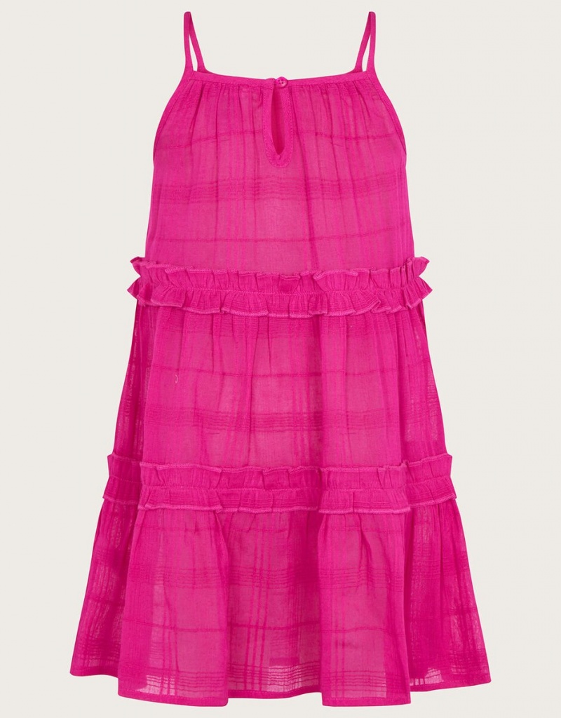 Pink Kids' Monsoon Ruffle Trim Beach Dress | PSG-6210